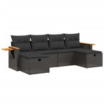 6-Delige Loungeset Met Kussens Poly Rattan Zwart