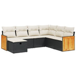 7-Delige Loungeset Met Kussens Poly Rattan Zwart