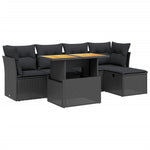 6-Delige Loungeset Met Kussens Poly Rattan Zwart