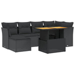7-Delige Loungeset Met Kussens Poly Rattan Zwart