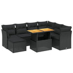 8-Delige Loungeset Met Kussens Poly Rattan Zwart