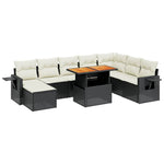 9-Delige Loungeset Met Kussens Poly Rattan Zwart