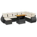 9-Delige Loungeset Met Kussens Poly Rattan Zwart