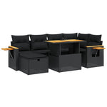 7-Delige Loungeset Met Kussens Poly Rattan Zwart