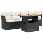 5-Delige Loungeset Met Kussens Poly Rattan Zwart