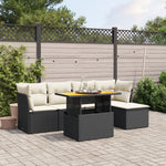 6-Delige Loungeset Met Kussens Poly Rattan Zwart