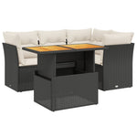 5-Delige Loungeset Met Kussens Poly Rattan Zwart