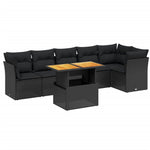 7-Delige Loungeset Met Kussens Poly Rattan Zwart