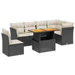 7-Delige Loungeset Met Kussens Poly Rattan Zwart
