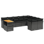 10-Delige Loungeset Met Kussens Poly Rattan Zwart