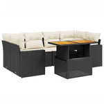 7-Delige Loungeset Met Kussens Poly Rattan Zwart