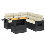 6-Delige Loungeset Met Kussens Poly Rattan Zwart