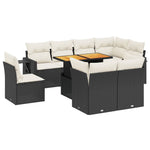 9-Delige Loungeset Met Kussens Poly Rattan Zwart