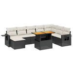 9-Delige Loungeset Met Kussens Poly Rattan Zwart