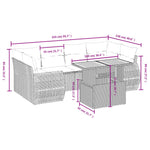 7-Delige Loungeset Met Kussens Poly Rattan Zwart