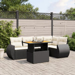 6-Delige Loungeset Met Kussens Poly Rattan Zwart