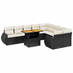 10-Delige Loungeset Met Kussens Poly Rattan Zwart