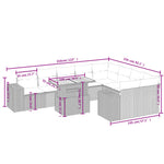 10-Delige Loungeset Met Kussens Poly Rattan Zwart
