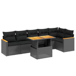 7-Delige Loungeset Met Kussens Poly Rattan Zwart