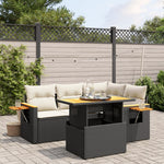 5-Delige Loungeset Met Kussens Poly Rattan Zwart