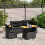 6-Delige Loungeset Met Kussens Poly Rattan Zwart
