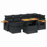 7-Delige Loungeset Met Kussens Poly Rattan Zwart