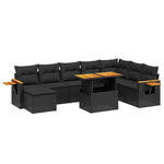 8-Delige Loungeset Met Kussens Poly Rattan Zwart