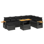 9-Delige Loungeset Met Kussens Poly Rattan Zwart