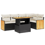 6-Delige Loungeset Met Kussens Poly Rattan Zwart