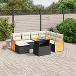 8-Delige Loungeset Met Kussens Poly Rattan Zwart