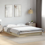 Bedframe Zonder Matras Hout Kleurig Sonoma Eiken