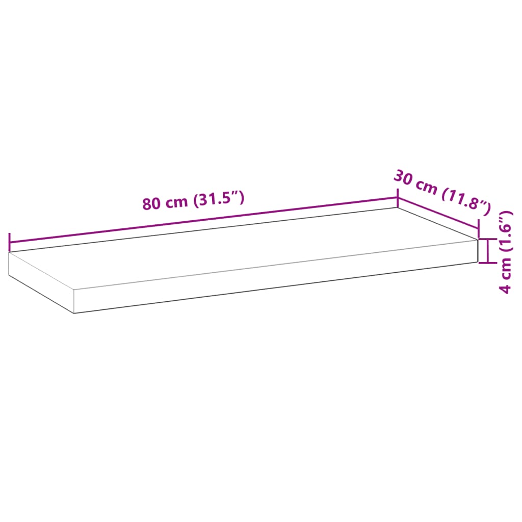 Wandschap Zwevend Onbehandeld Massief Acaciahout Naturel