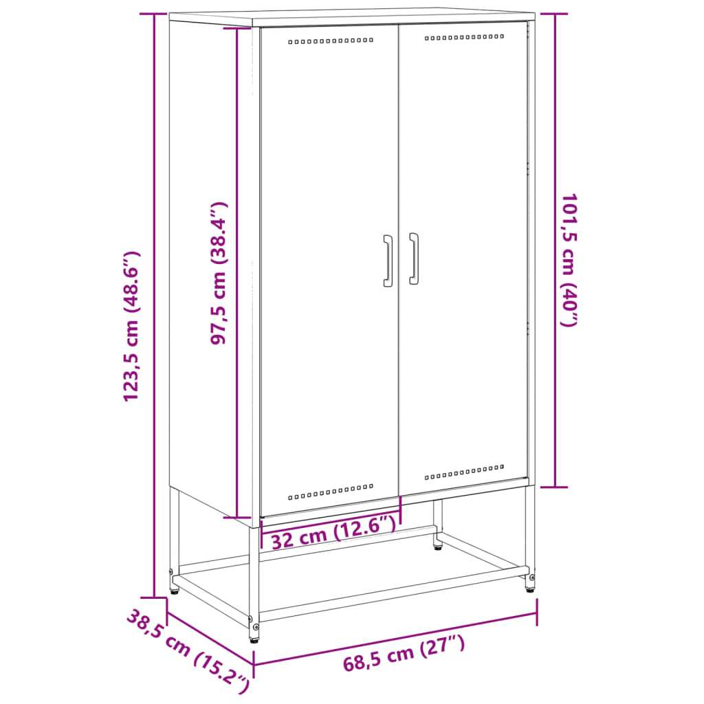 Hoge Kast 68,5X38,5X123,5 Cm Staal Kleurig
