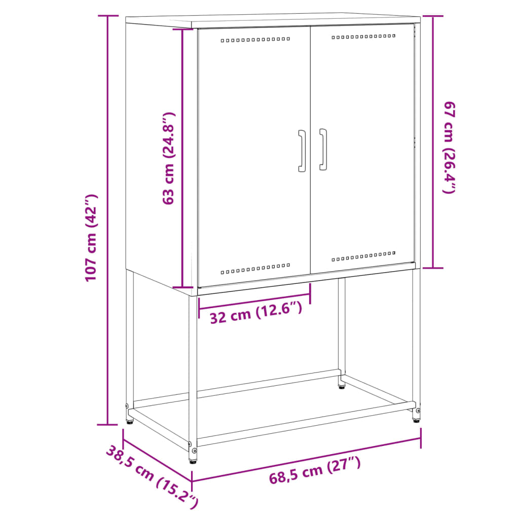 Hoge Kast 68,5X38,5X107 Cm Staal