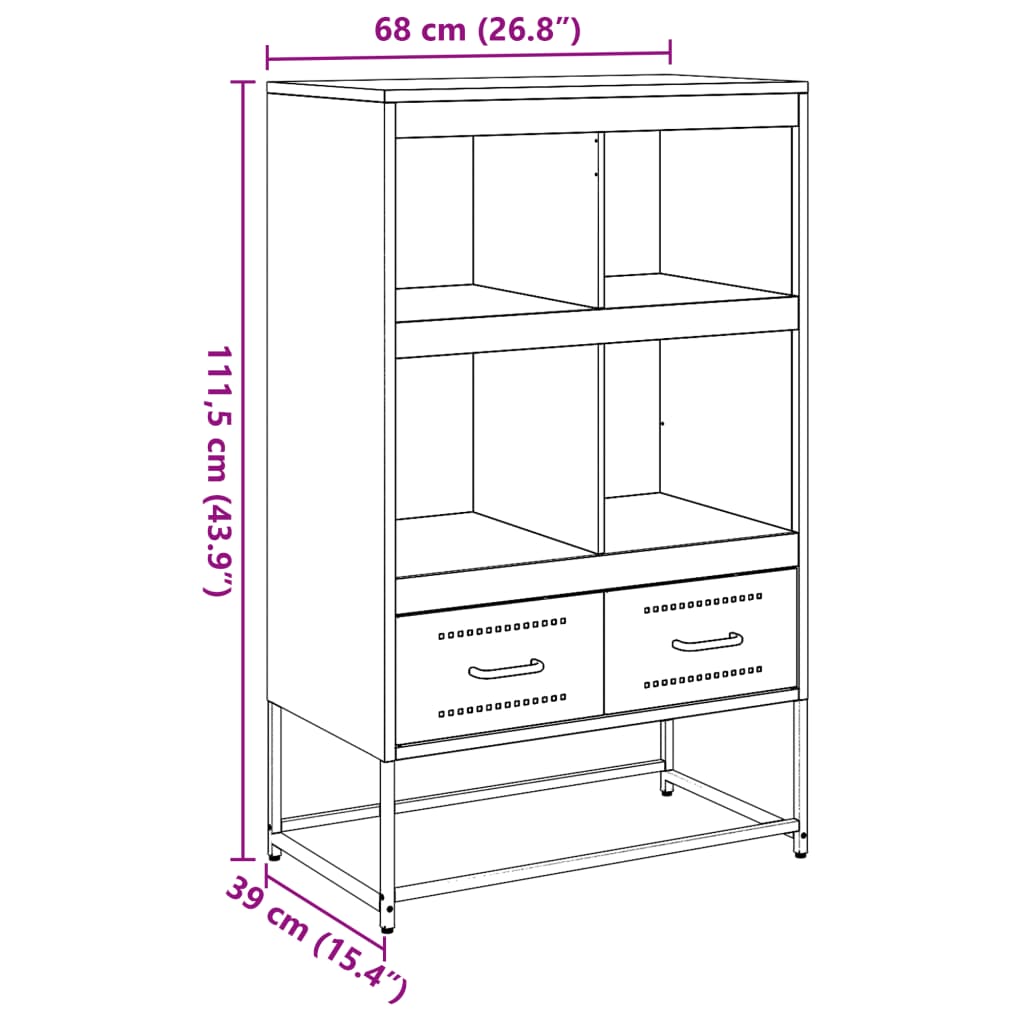 Hoge Kast 68X39X111,5 Cm Staal Kleurig
