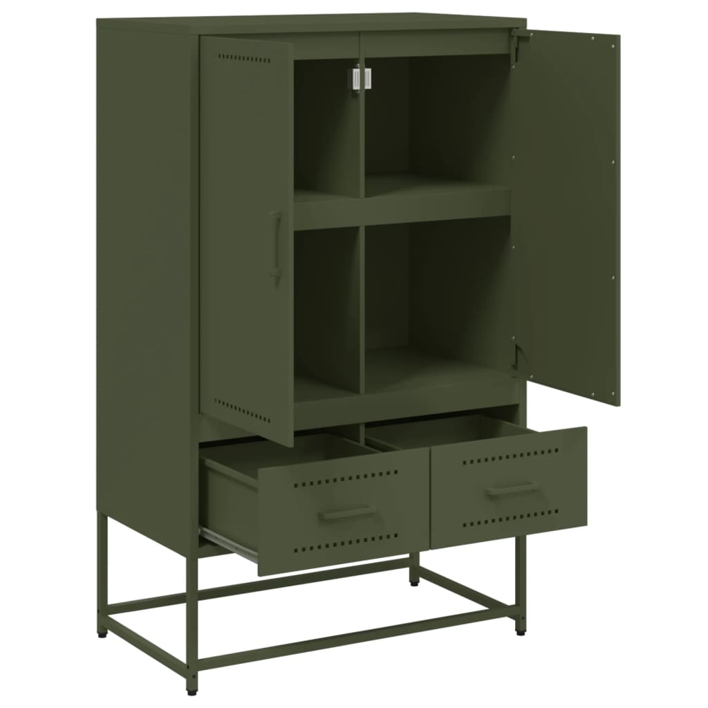 Hoge Kast 68X39X111,5 Cm Staal Olijf