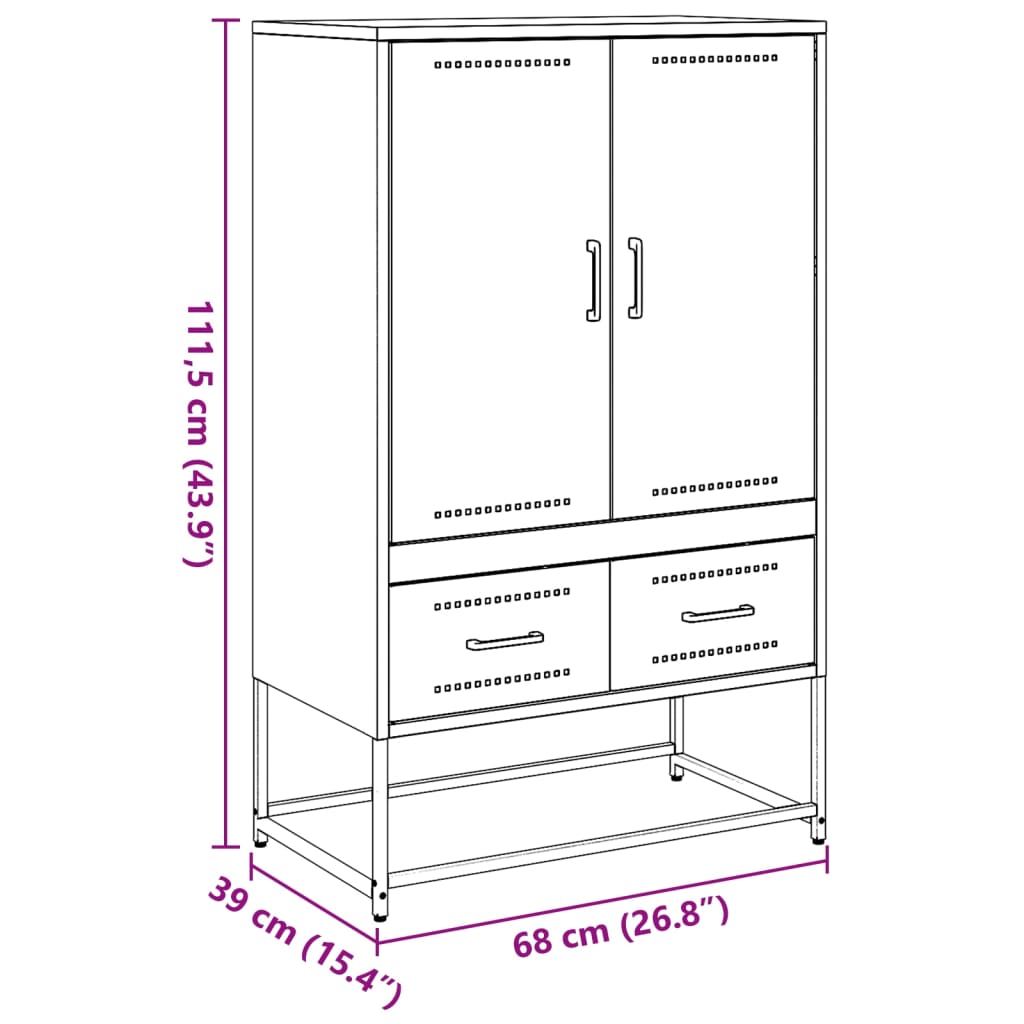 Hoge Kast 68X39X111,5 Cm Staal Olijf