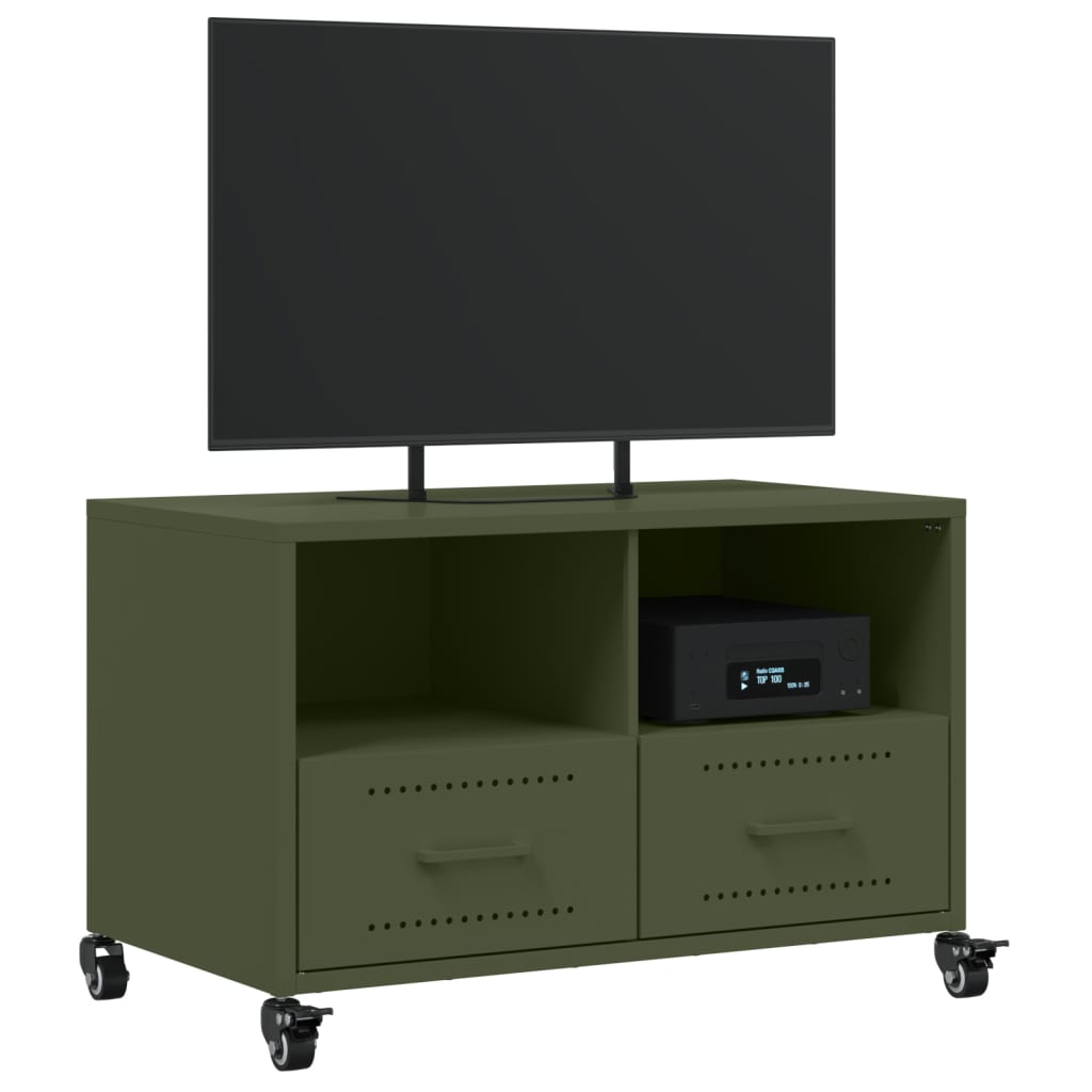 Tv-Meubel 68X39X43,5 Cm Staal Olijf