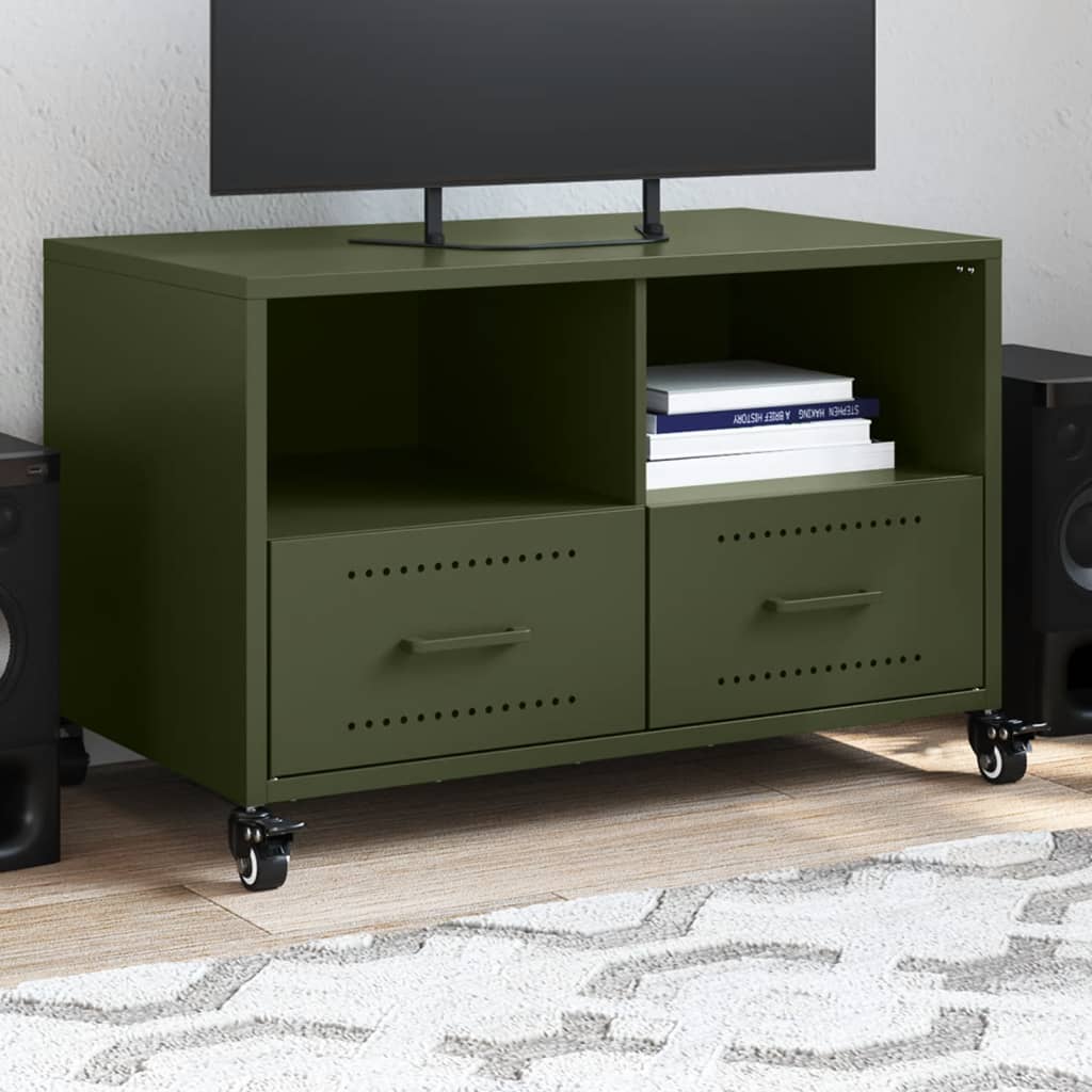Tv-Meubel 68X39X43,5 Cm Staal Olijf