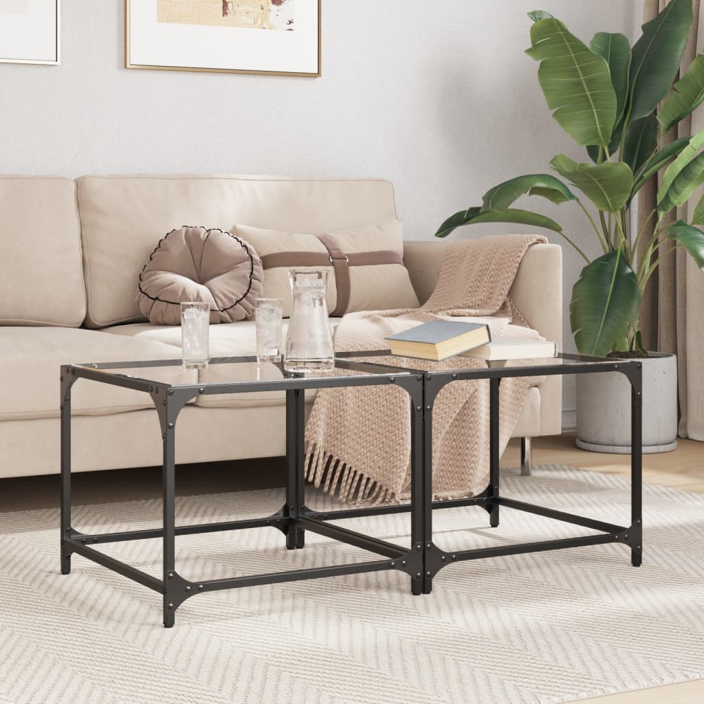 Salontafel Met Glazen Blad Staal