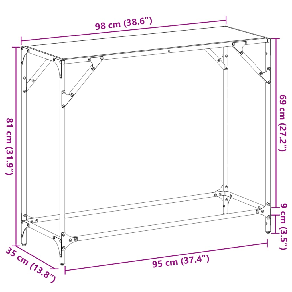 Wandtafel Met Glazen Blad Staal