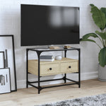 Tv-Meubel Met Glazen Blad 98X35X51 Cm Bewerkt Hout