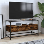 Tv-Meubel Met Glazen Blad 98X35X51 Cm Bewerkt Hout
