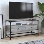 Tv-Meubel Met Glazen Blad 98X35X51 Cm Bewerkt Hout
