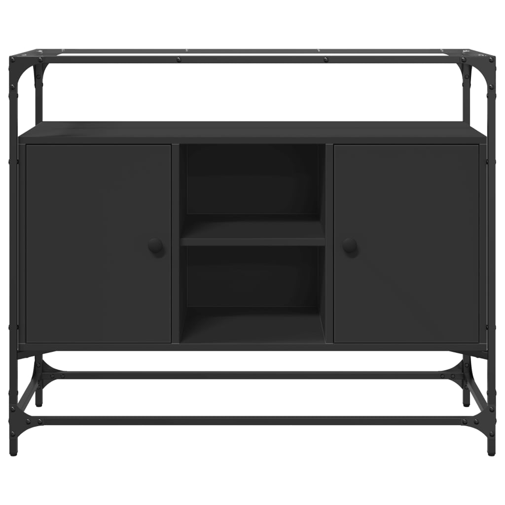 Dressoir Met Glazen Blad 98X35X81 Cm Bewerkt Hout