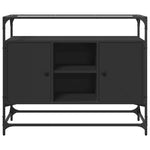 Dressoir Met Glazen Blad 98X35X81 Cm Bewerkt Hout