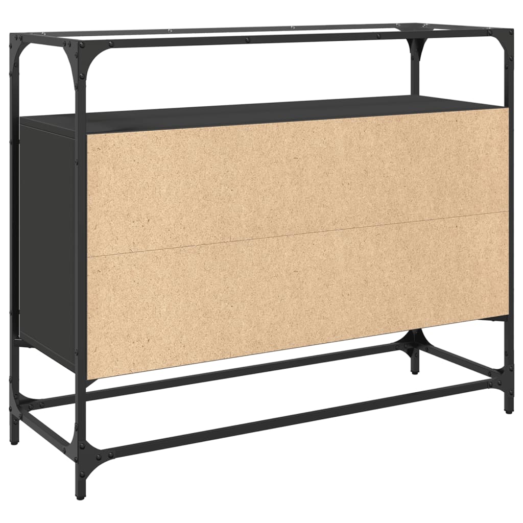 Dressoir Met Glazen Blad 98X35X81 Cm Bewerkt Hout