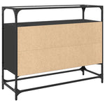 Dressoir Met Glazen Blad 98X35X81 Cm Bewerkt Hout