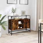 Dressoir Met Glazen Blad 98X35X81 Cm Bewerkt Hout