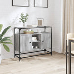 Dressoir Met Glazen Blad 98X35X81 Cm Bewerkt Hout